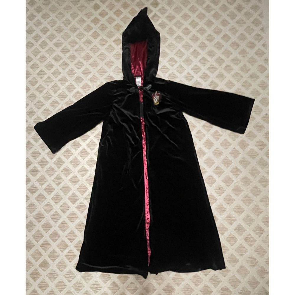 Harry Potter Gryffindor Robe Black Velvet Burgundy Lining Hooded OSFM Costume